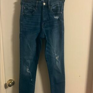 High Rise Distressed Blue Jeans